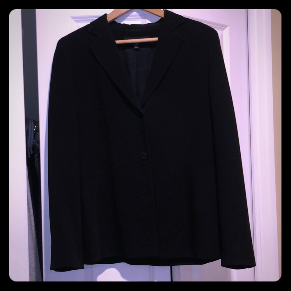 Three button black suit blazer
